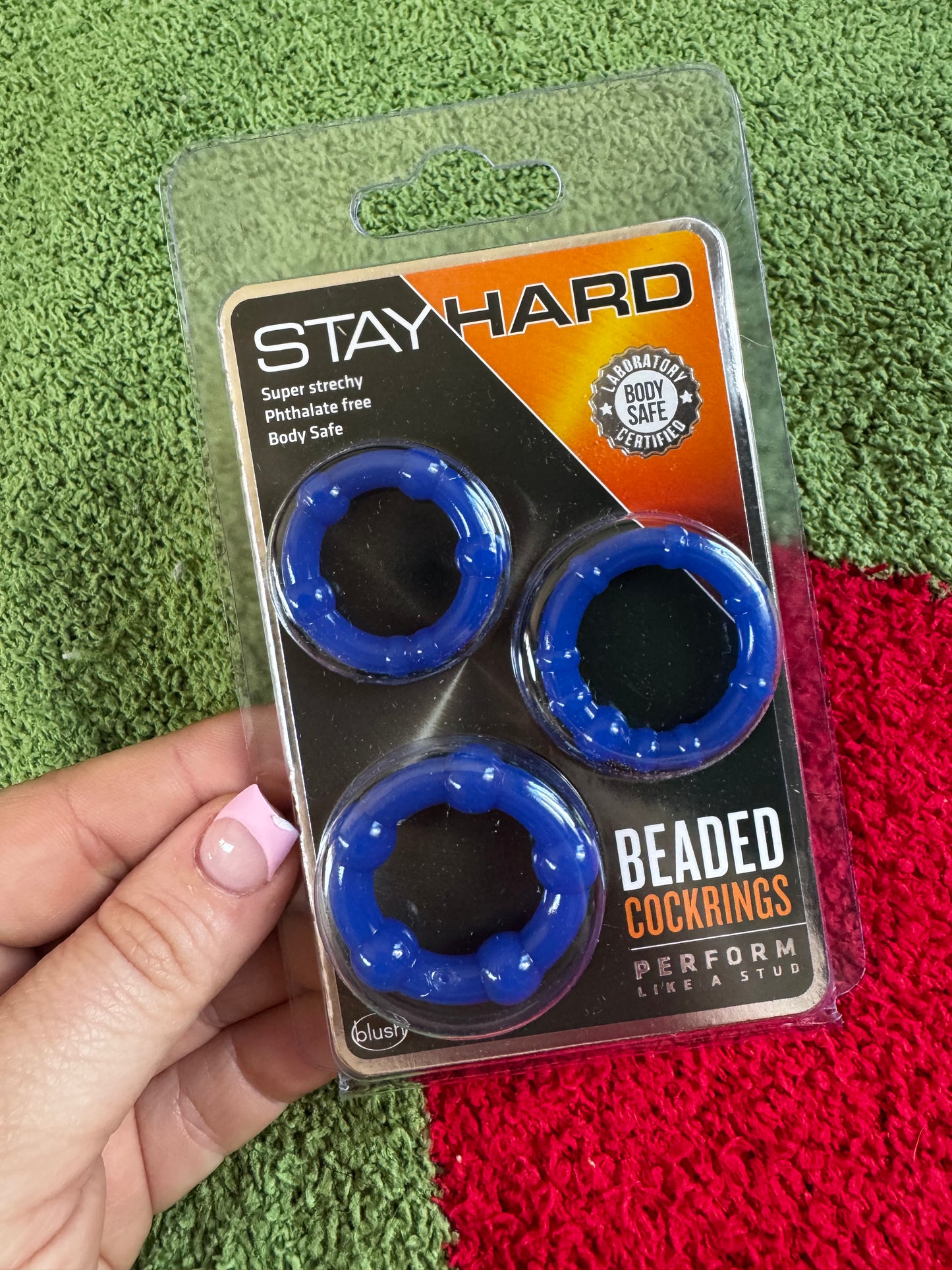 Stay Hard - Beaded Cock Rings - Set of 3: Blue