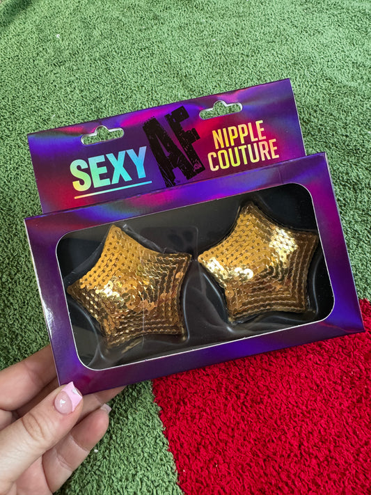 Sexy AF Nipple Couture - Gold Stars